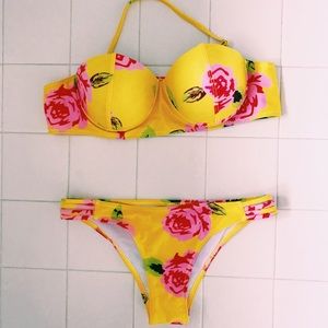 Two piece yellow flower bikini NEVER WORN